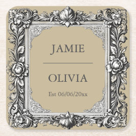 Custom Victorian Scroll Frame Napkin – mocha brown Kartonnen Onderzetters