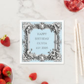 Custom Victorian Scroll Frame Napkin – pale blue Servet (Insitu)