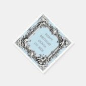 Custom Victorian Scroll Frame Napkin – pale blue Servet (Hoek)