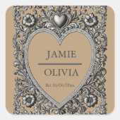 Custom Victorian Scroll Frame – wedding Vierkante Sticker (Voorkant)