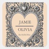 Custom Victorian Scroll Frame – wedding Vierkante Sticker (Voorkant)