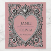 Custom Victorian Scroll Frame – wedding Wijn Etiket (Enkel label)