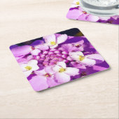 Custom Vierkante Onderzetters Paarse bloesems (Schuin)