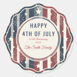 Custom Vintage Americana 4th of July Patriotic Ronde Sticker