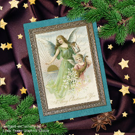 Custom Vintage Antique Holiday Seasons Greetings Feestdagen Kaart