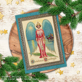 Custom Vintage Antique Holiday Seasons Greetings Feestdagen Kaart