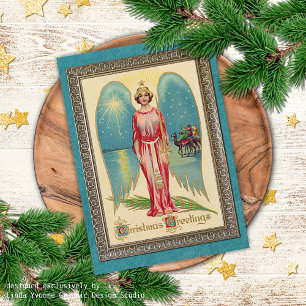 Custom Vintage Antique Holiday Seasons Greetings Feestdagen Kaart