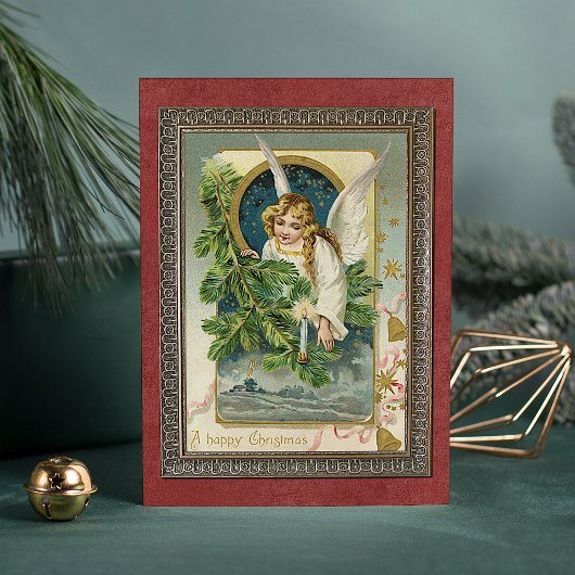 Custom Vintage Antique Holiday Seasons Greetings Feestdagen Kaart