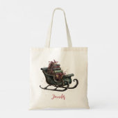 Custom Vintage Christmas Sleigh with Books  Tote Bag (Achterkant)