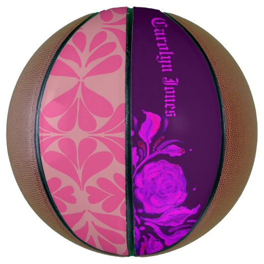 Custom Vintage Gothic Rose Engraving Basketbal (Verticaal)