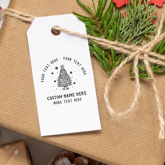 Custom Vintage Hand-drawn Snow Christmas Tree Rubberstempel