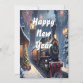 Custom Vintage Magical Express New Year  Card Feestdagenkaart (Voorkant)