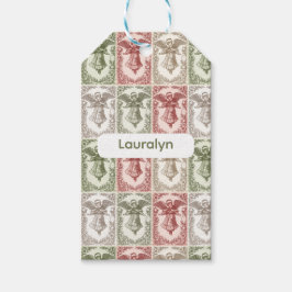 Custom Vintage red green floral Victorian angel  Cadeaulabel