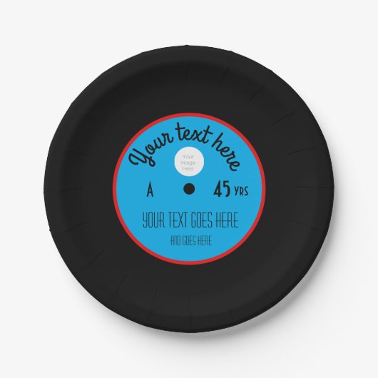 Custom Vinyl Record Paper Plates – Personalized  Papieren Bordje (Voorkant)