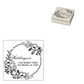 Custom Violet Hand-getrokken krans retour adres Rubberstempel (Gestempeld)