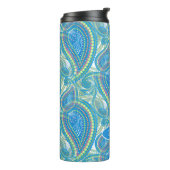 Custom Violet Lime Green Paisley Flowers Art Motif Thermosbeker (Gedraaid links)