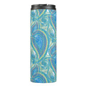 Custom Violet Lime Green Paisley Flowers Art Motif Thermosbeker (Achterkant)