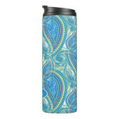 Custom Violet Lime Green Paisley Flowers Art Motif Thermosbeker (Geroteerd rechts)