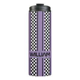 Custom Violet Purple Black Race Sport Stripe Thermosbeker