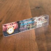 Custom Violinist Desk Name Bord voor Muzikanten.. Naambordje (Zijkant)