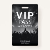 Custom VIP All Access QR Code Event Black & White Badge (Voorkant)