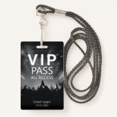 Custom VIP All Access QR Code Event Black & White Badge (Voorkant met draagriem)