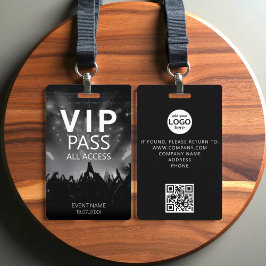 Custom VIP All Access QR Code Event Black & White Badge