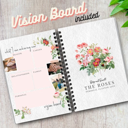 Custom Vision Board Modern Script Bloemen Roos Planner