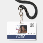 Custom Visitors Guest Logo Bedrijfsnaam Foto-ID Badge (Voorzijde met lanyard)