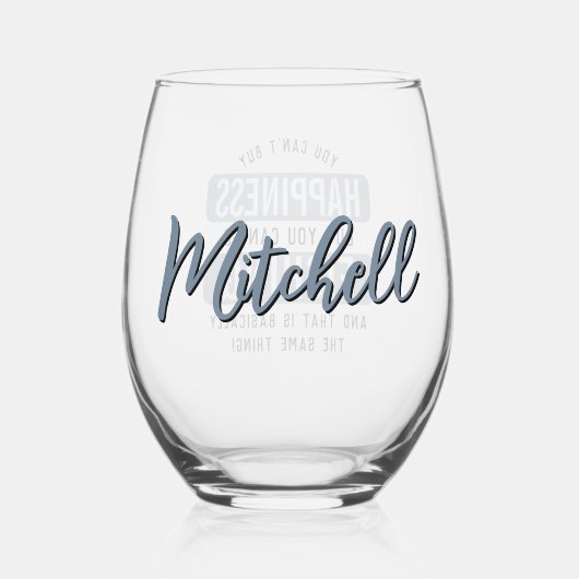 Custom Vissen is Happiness Funny Vist Wijnglas Zonder Voet (Achterkant)