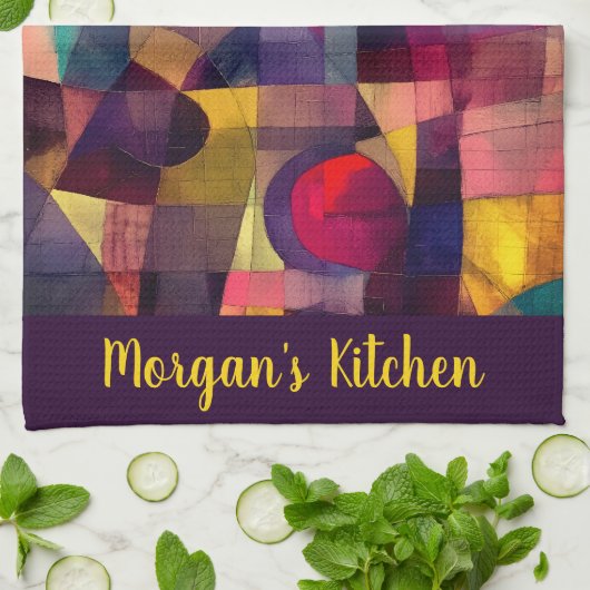 Custom Vivid Abstract Geometric Art  Theedoek (Gevouwen)