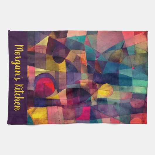 Custom Vivid Abstract Geometric Art  Theedoek (Horizontaal)