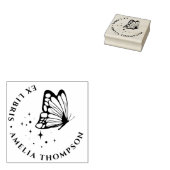Custom Vlinder & Sterren Ronde Ex Libris Boekplaat Rubberstempel (Gestempeld)