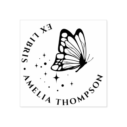 Custom Vlinder & Sterren Ronde Ex Libris Boekplaat Rubberstempel (Afrduk)