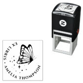 Custom Vlinder & Sterren Ronde Ex Libris Boekplaat Zelfinktende Stempel (In situ)