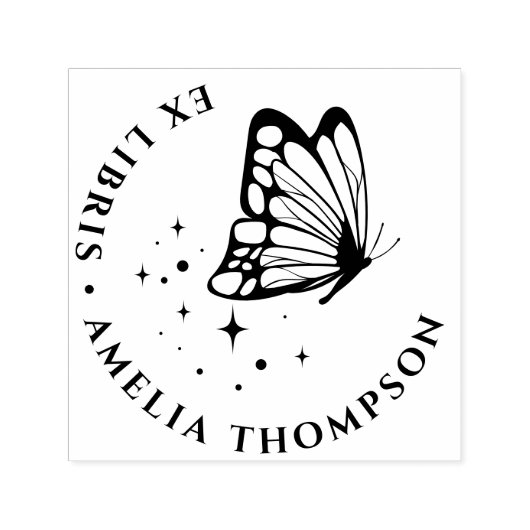 Custom Vlinder & Sterren Ronde Ex Libris Boekplaat Zelfinktende Stempel (Design)