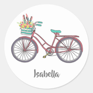 Custom voeg je eigen naam schattige fiets stickers