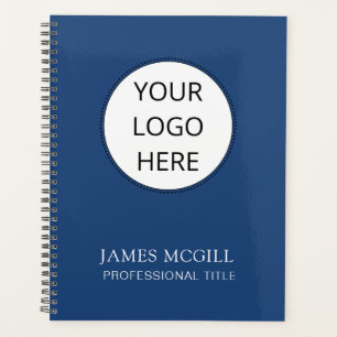 Custom Voeg je Logo minimalistische Navy Blue Busi Planner