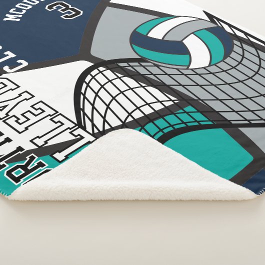 Custom Volleybal 🏐 in Blauw, Blauwgroen, Grijs en Sherpa Deken (3/4)