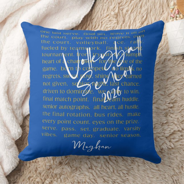 Custom Volleybal Senior Motivatie Typografie Kussen (Deken)