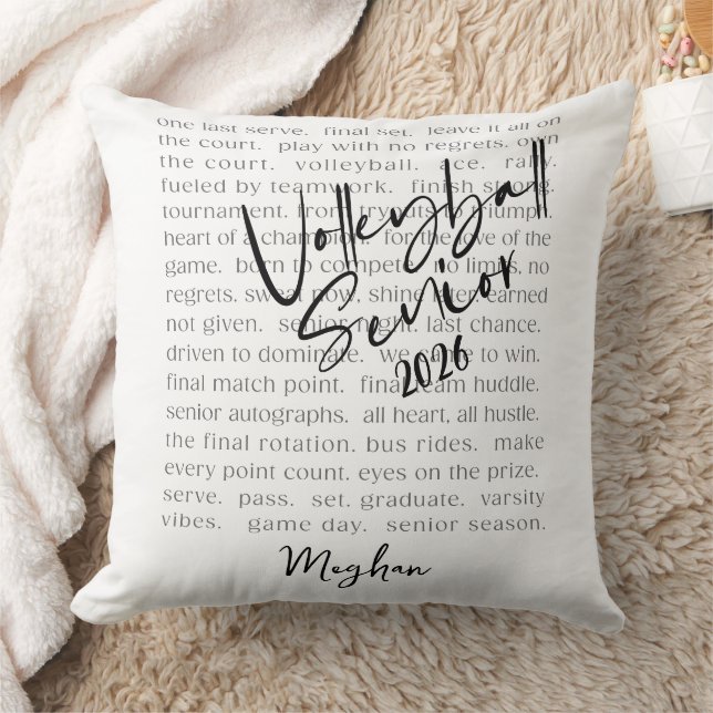 Custom Volleybal Senior Motivatie Typografie Kussen (Deken)