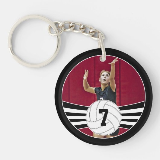 CUSTOM Volleyball Foto & Jersey Number Sleutelhang Sleutelhanger (Voorkant)