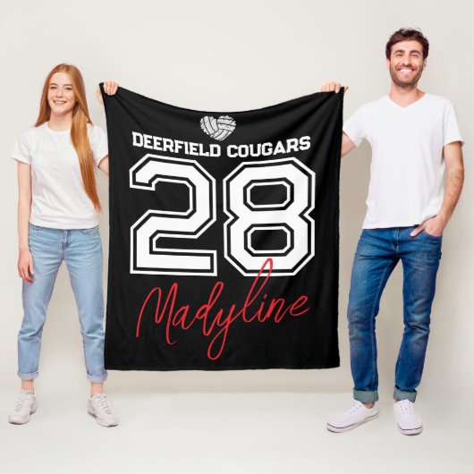 Custom Volleyball Name Number School Fleece Deken (In situ)