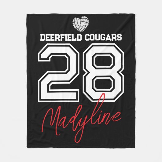 Custom Volleyball Name Number School  Fleece Deken (Voorkant)