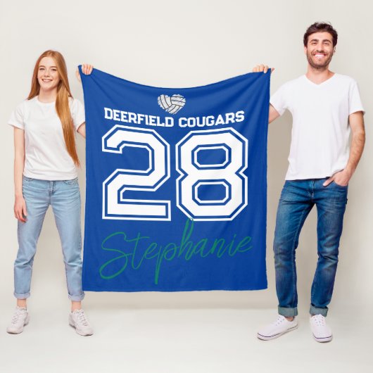 Custom Volleyball Name Number School  Fleece Deken (In situ)