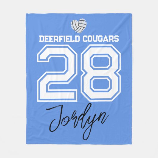 Custom Volleyball Name Number School  Fleece Deken (Voorkant)