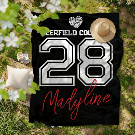 Custom Volleyball Name Number School  Fleece Deken