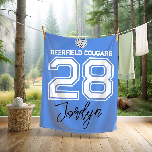 Custom Volleyball Name Number School  Fleece Deken