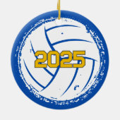 Custom Volleyball Picture Name Year  Keramisch Ornament (Achterkant)