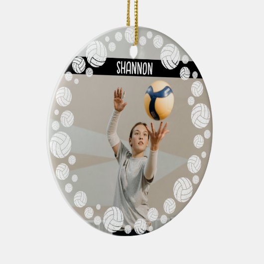Custom Volleyball Picture Name Year  Keramisch Ornament (Rechts)